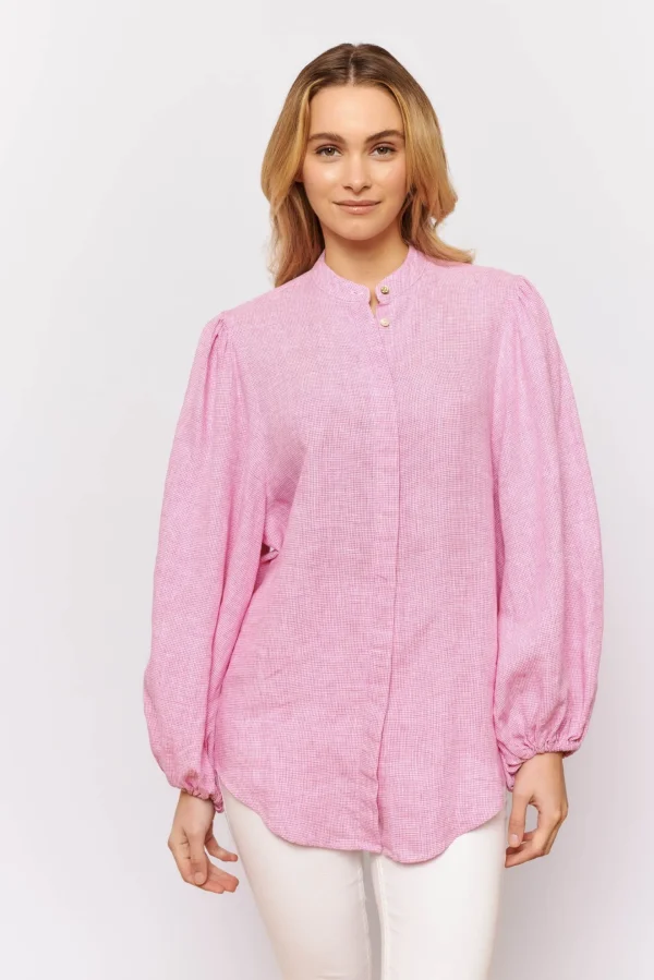 Alessandra Charade Shirt - Pink Houndstooth