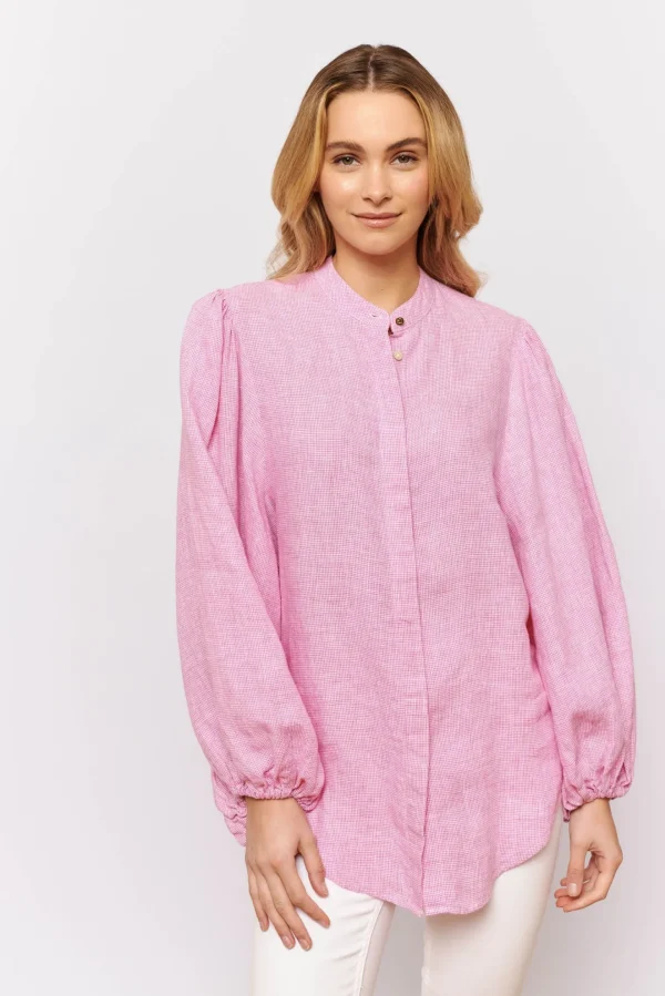 Alessandra Charade Shirt - Pink Houndstooth