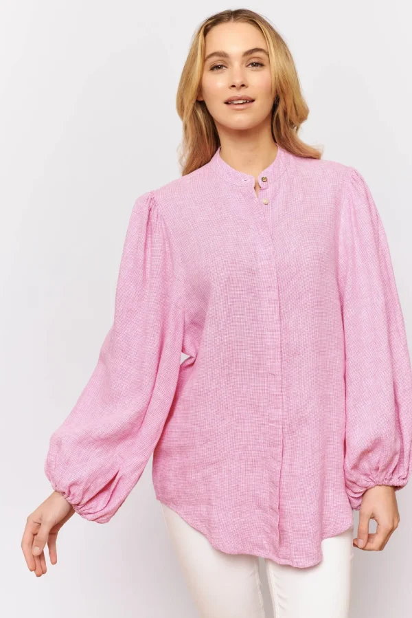 Alessandra Charade Shirt - Pink Houndstooth