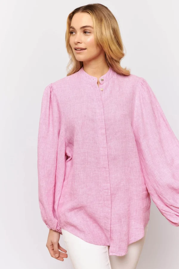 Alessandra Charade Shirt - Pink Houndstooth