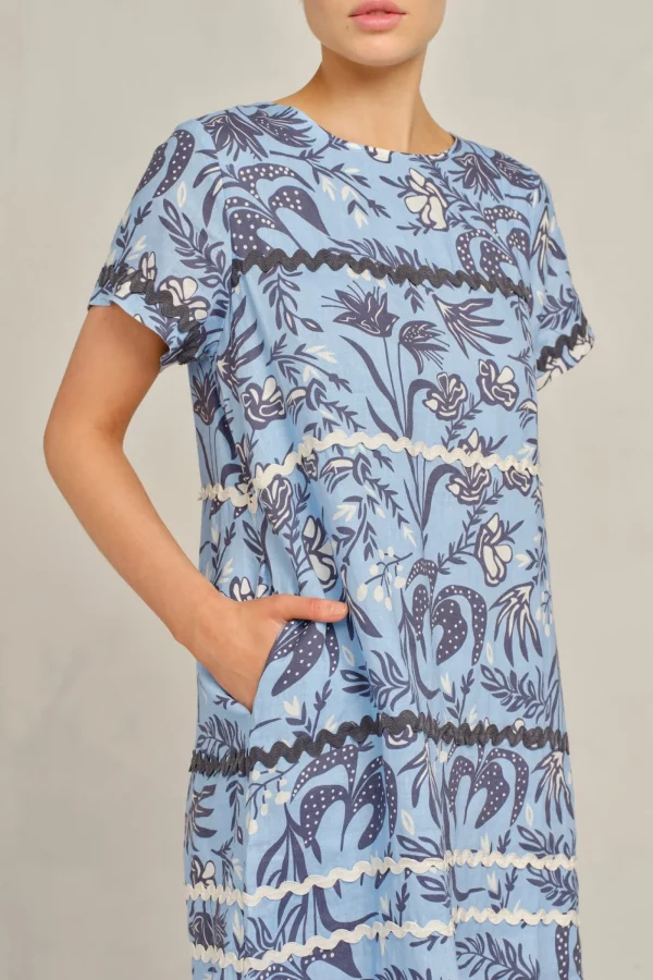 Alessandra Claudette Wave Dress Paradise - Cornflower