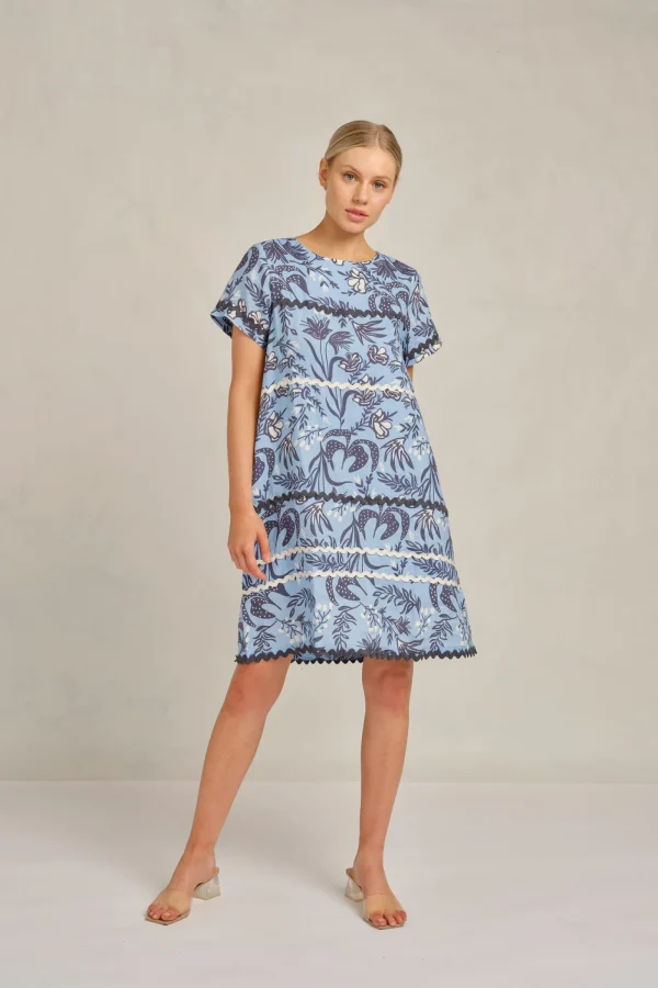 Alessandra Claudette Wave Dress Paradise - Cornflower