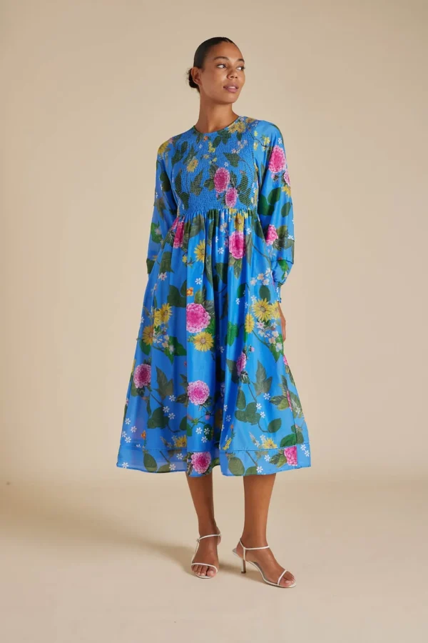 Alessandra Jade Cotton Silk Dress - Periwinkle  Aria