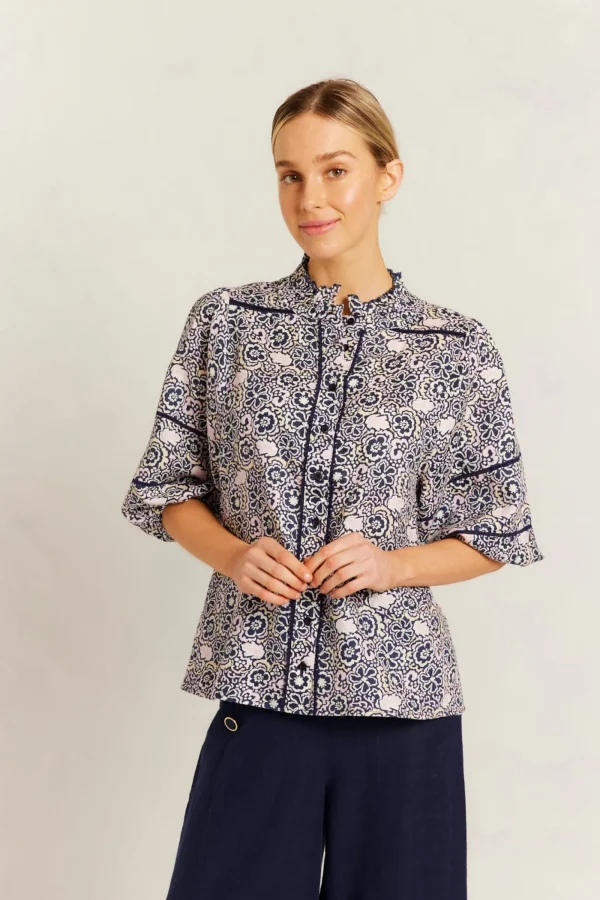 Alessandra Lia Shirt Raya - Navy