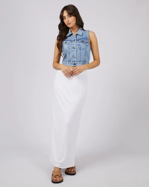 All About Eve Harper Denim Vest- Light Blue