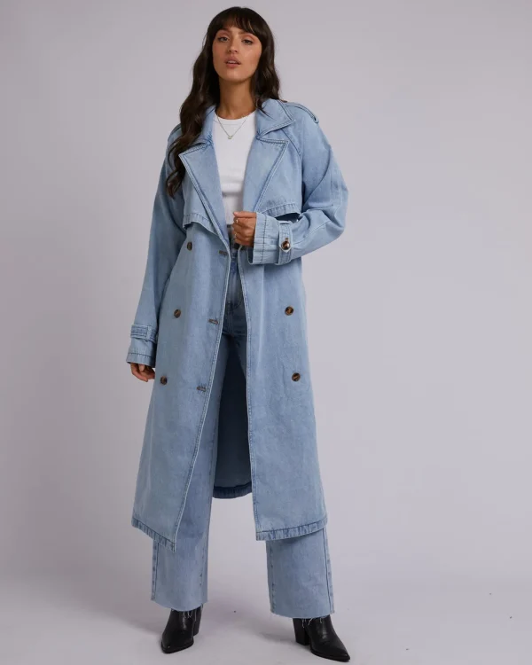 All About Eve Rio Trench Coat - Light Blue