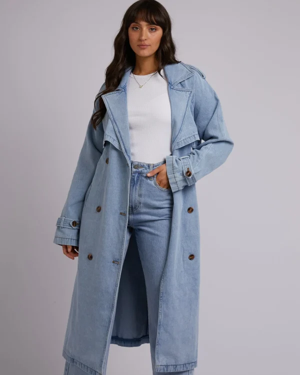 All About Eve Rio Trench Coat - Light Blue