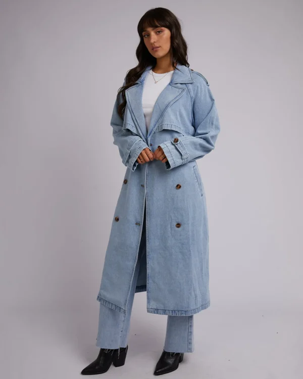 All About Eve Rio Trench Coat - Light Blue