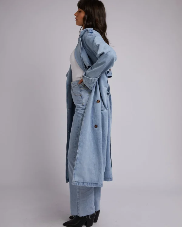 All About Eve Rio Trench Coat - Light Blue