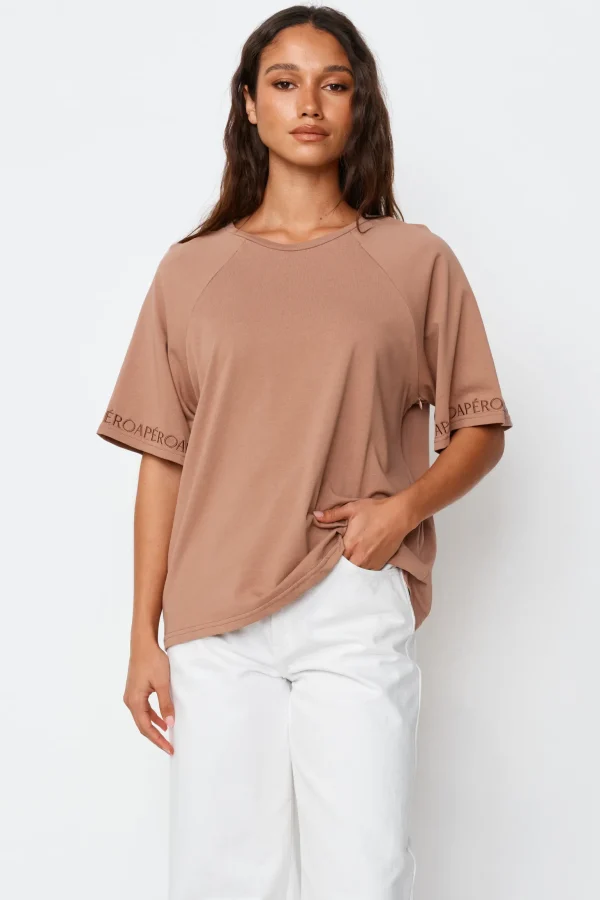 Apero Logo Sleeve Box Cut Tee - Mocha