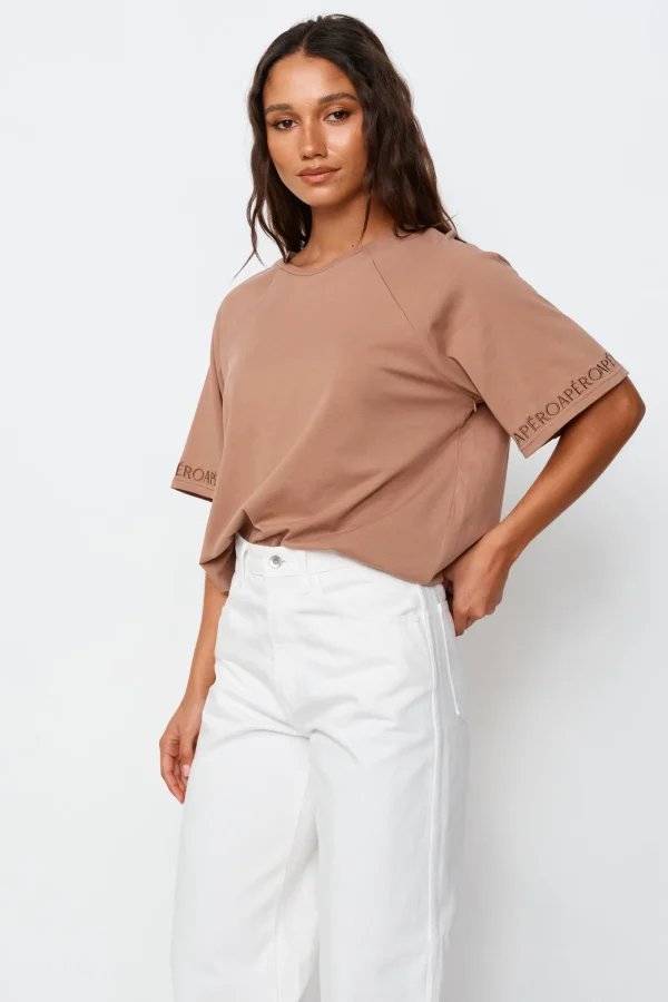 Apero Logo Sleeve Box Cut Tee - Mocha