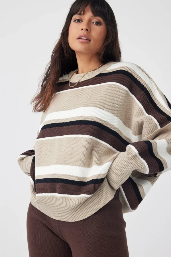 ARCAA Harper Stripe Sweater - Chocolate, Cream & Black