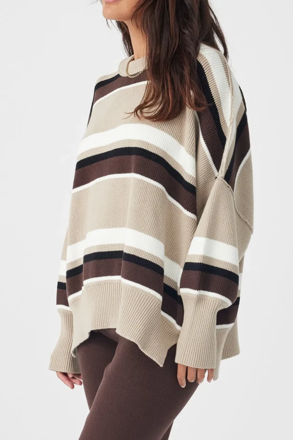 ARCAA Harper Stripe Sweater - Chocolate, Cream & Black