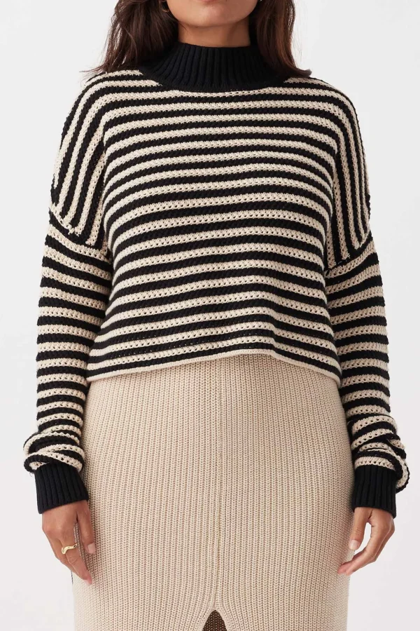 ARCAA June Cropped Sweater - Sand & Black