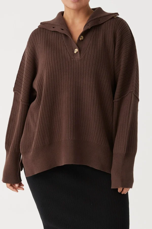 ARCAA Margo Button Up Sweater - Chocolate