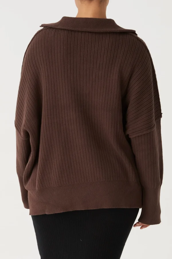 ARCAA Margo Button Up Sweater - Chocolate