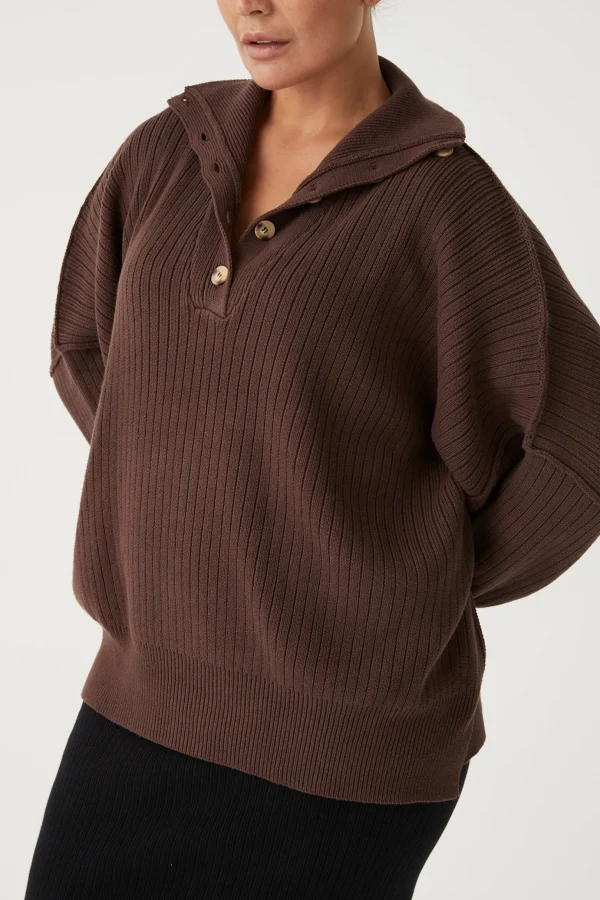 ARCAA Margo Button Up Sweater - Chocolate