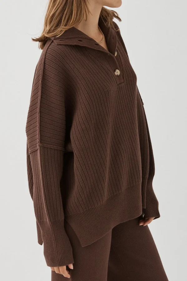 ARCAA Margo Button Up Sweater - Chocolate