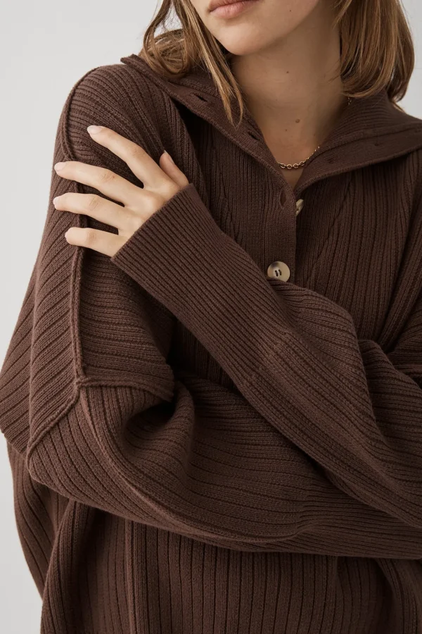 ARCAA Margo Button Up Sweater - Chocolate