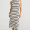 Brave & True Squad Dress - Ecru with Black Stripe