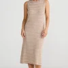 Brave & True Squad Dress - Taupe With Ecru Stripe