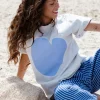 Cartel & Willow Cornflower Heart Tee - Marle/Cornflower