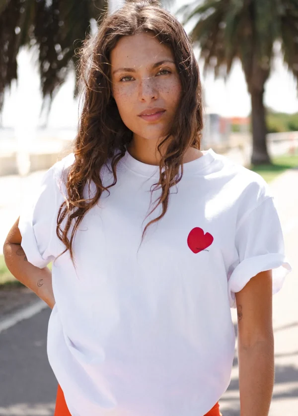 Cartel & Willow Mini Heart Tee - White/Deep Red