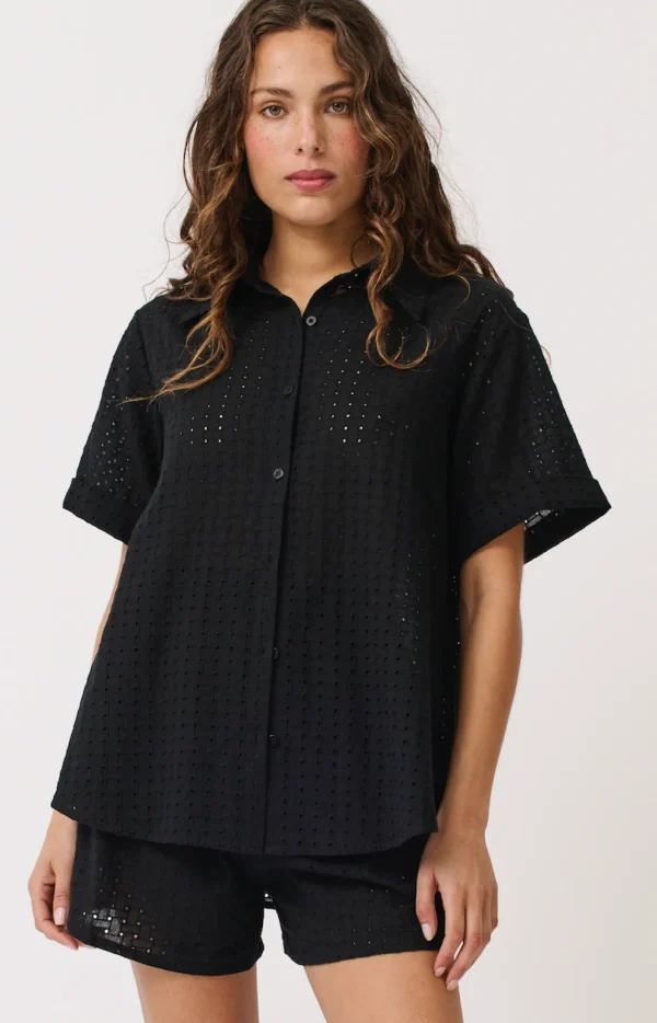 Cartel & Willow Tully Shirt - Black Broderie