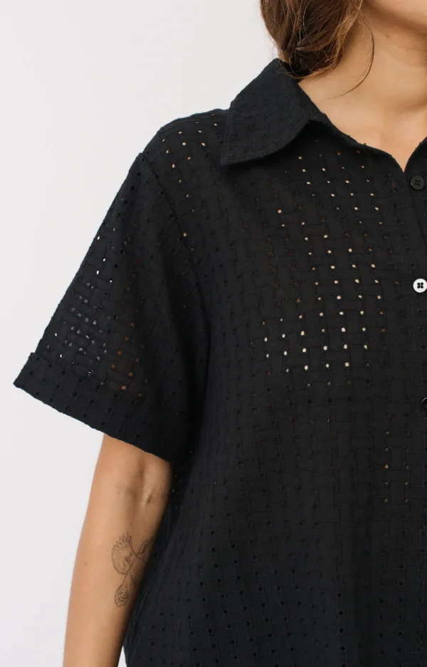 Cartel & Willow Tully Shirt - Black Broderie
