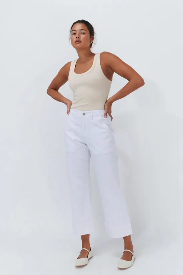 Celeste Pant- Cropped White