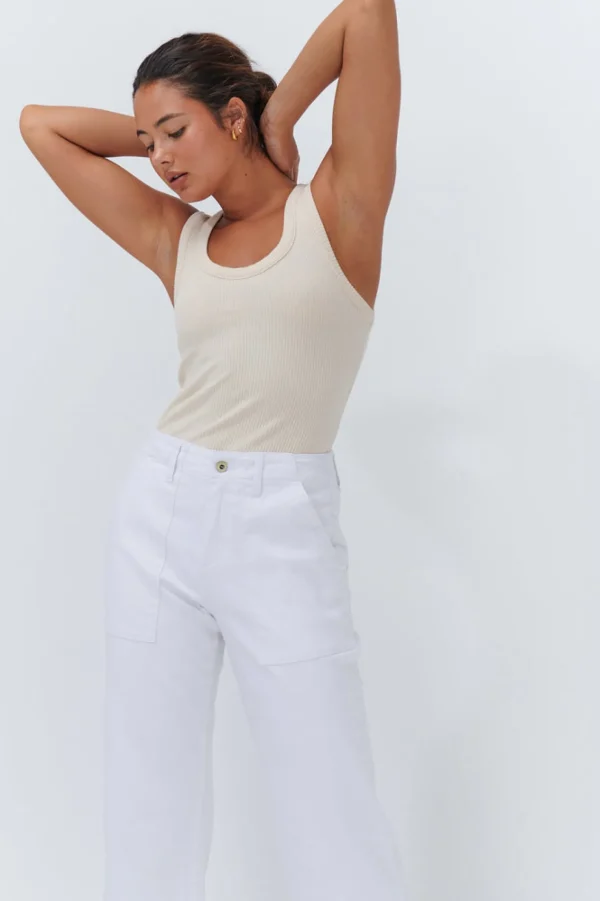 Celeste Pant- Cropped White