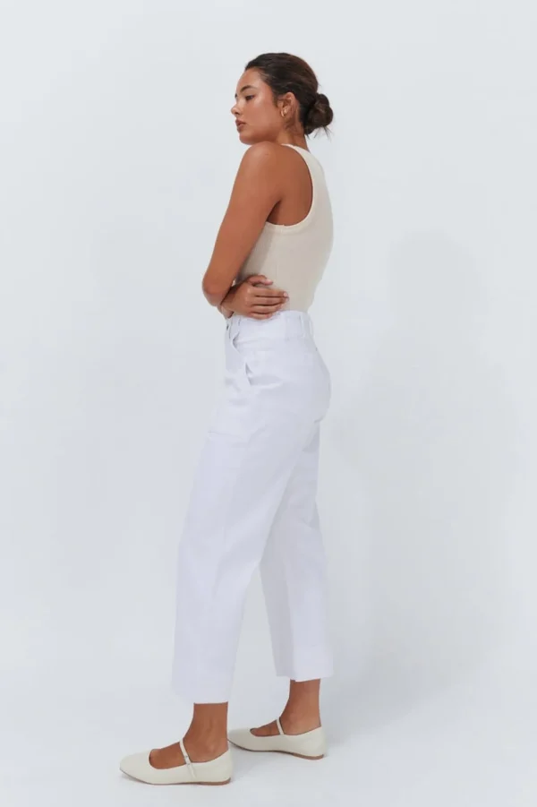 Celeste Pant- Cropped White