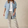 Ceres Life Bootleg Knit Pant - Ecru/Navy Stripe