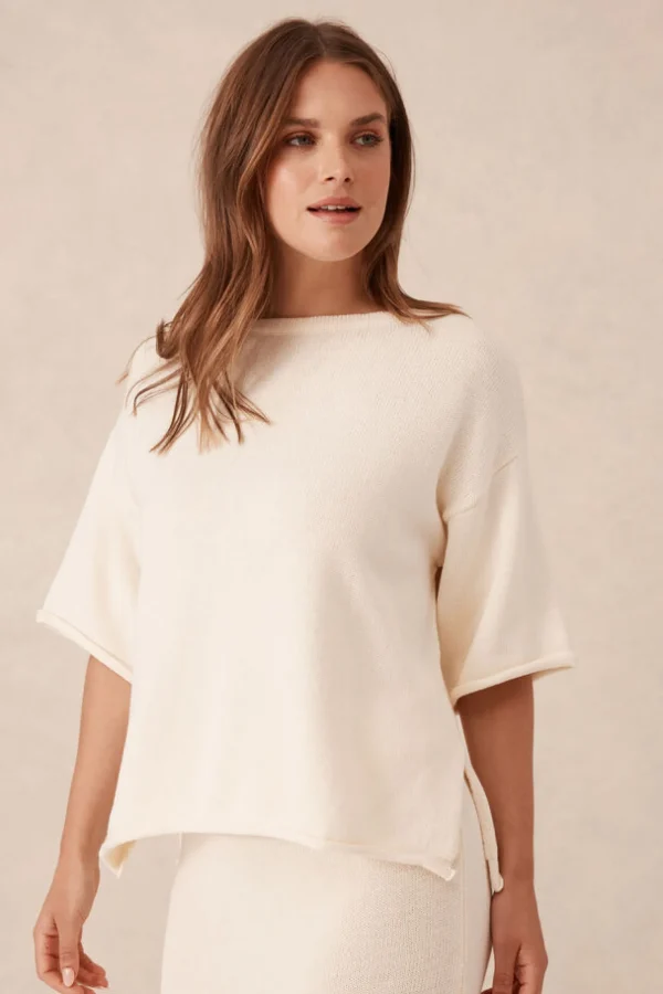 Ceres Life Boxy Knit Tee- Eggshell