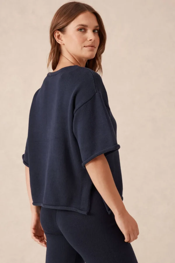 Ceres Life Boxy Knit Tee- Navy