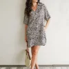 Ceres Life Boxy Shirt Dress - Leopard Linen Blend