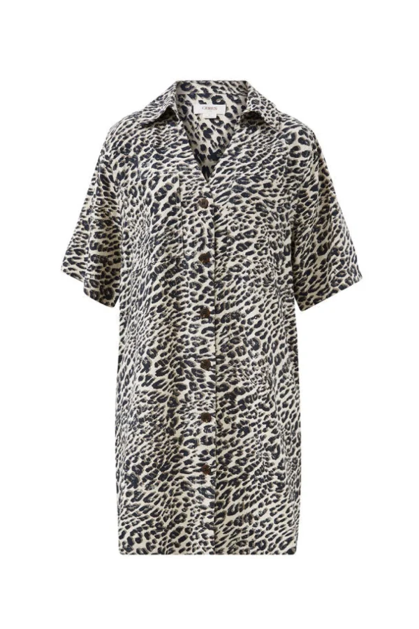 Ceres Life Boxy Shirt Dress - Leopard Linen Blend