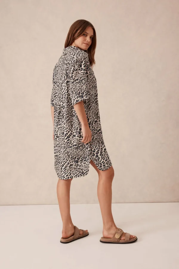 Ceres Life Boxy Shirt Dress - Leopard Linen Blend