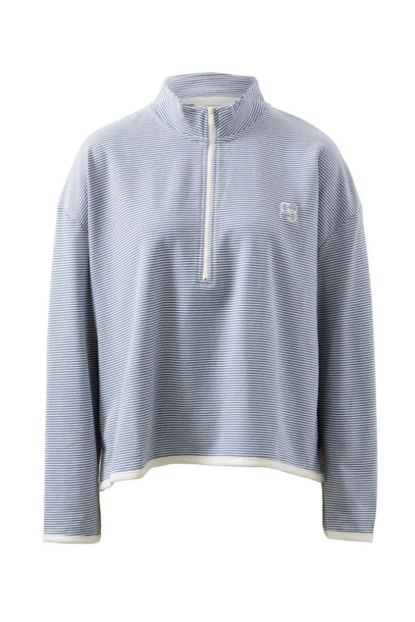 Ceres Life Boxy Zip Sweat - Moonlight Fine Stripe