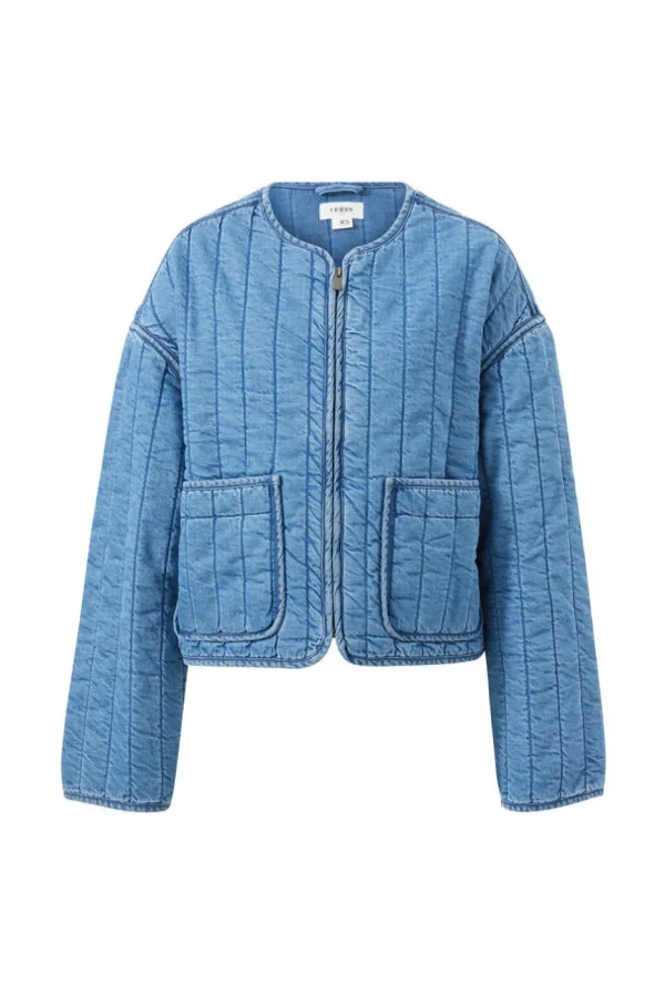 Ceres Life Comfy Quilted Boxy Jacket - Worn Blue