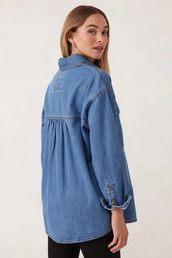 Ceres Life Essentials Denim Shirt- Mid Blue Wash