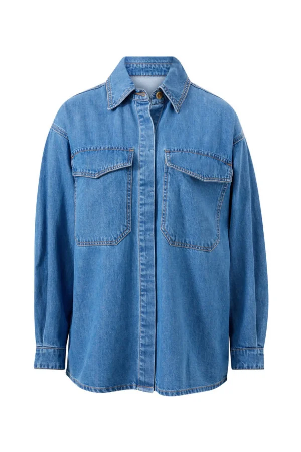 Ceres Life Essentials Denim Shirt- Mid Blue Wash