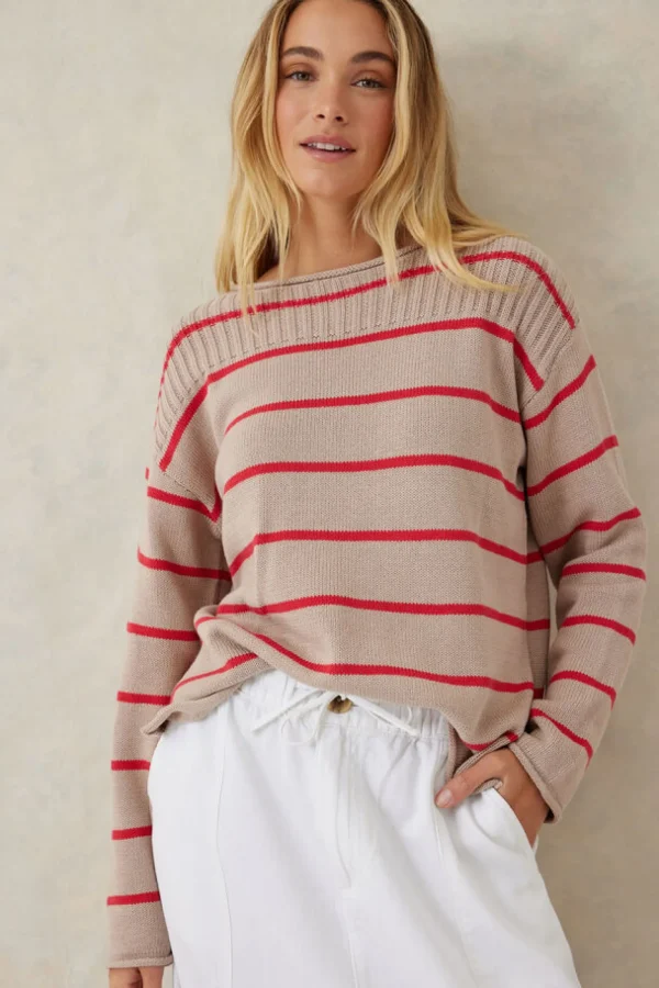 Ceres Life Ladder Stitch Knit - String Heritage Red Stripe