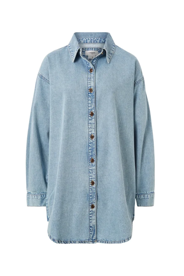 Ceres Life Longline Denim Shirt - Vintage blue