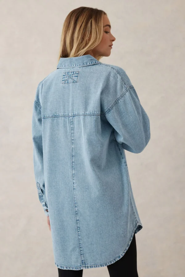 Ceres Life Longline Denim Shirt - Vintage blue