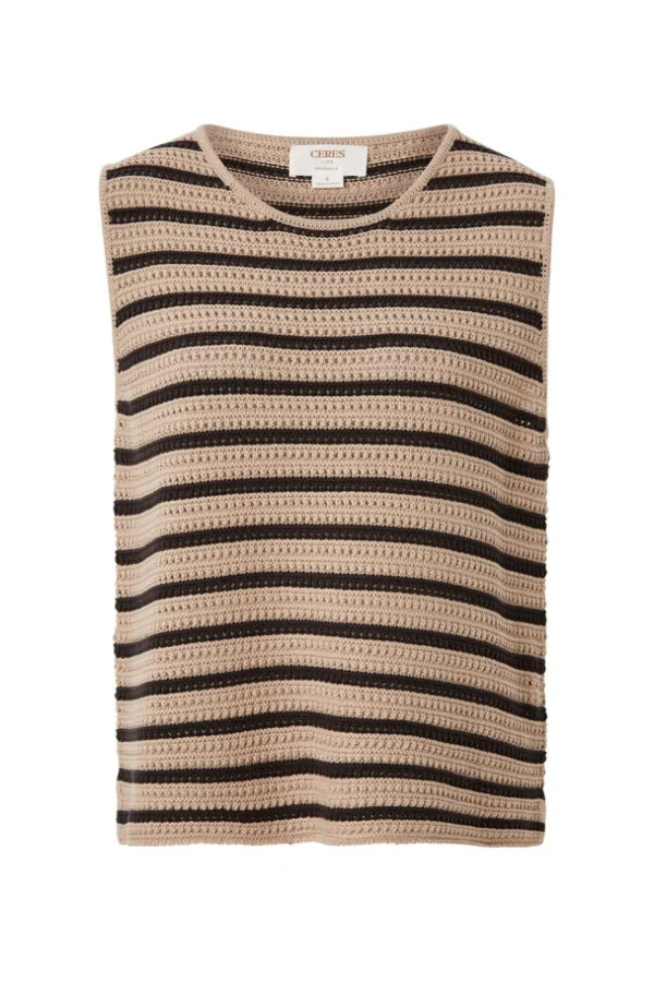 Ceres Life Mesh Knit Tank - String/Phantom Stripe