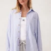 Ceres Life Oversized Poplin Shirt - White Heritage Blue Stripe