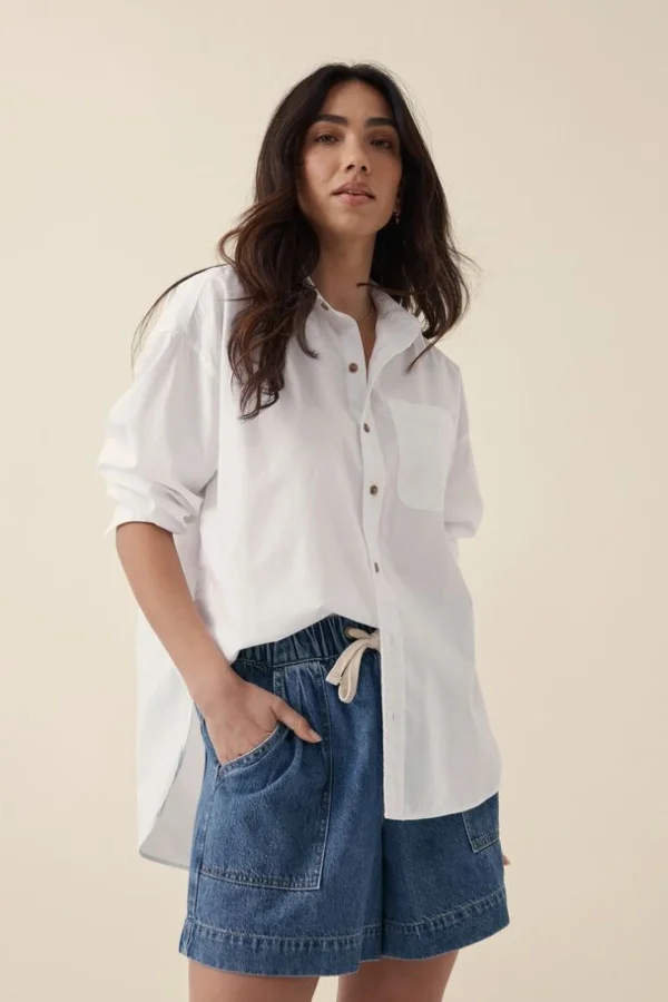 Ceres Life Oversized Poplin Shirt - White