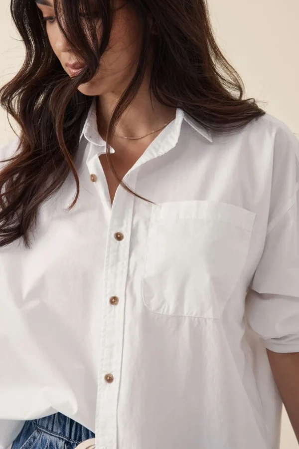 Ceres Life Oversized Poplin Shirt - White