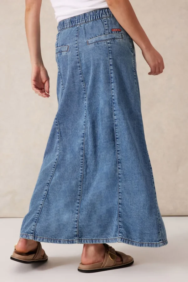 Ceres Life Panelled Maxi Skirt - Worn Blue Denim